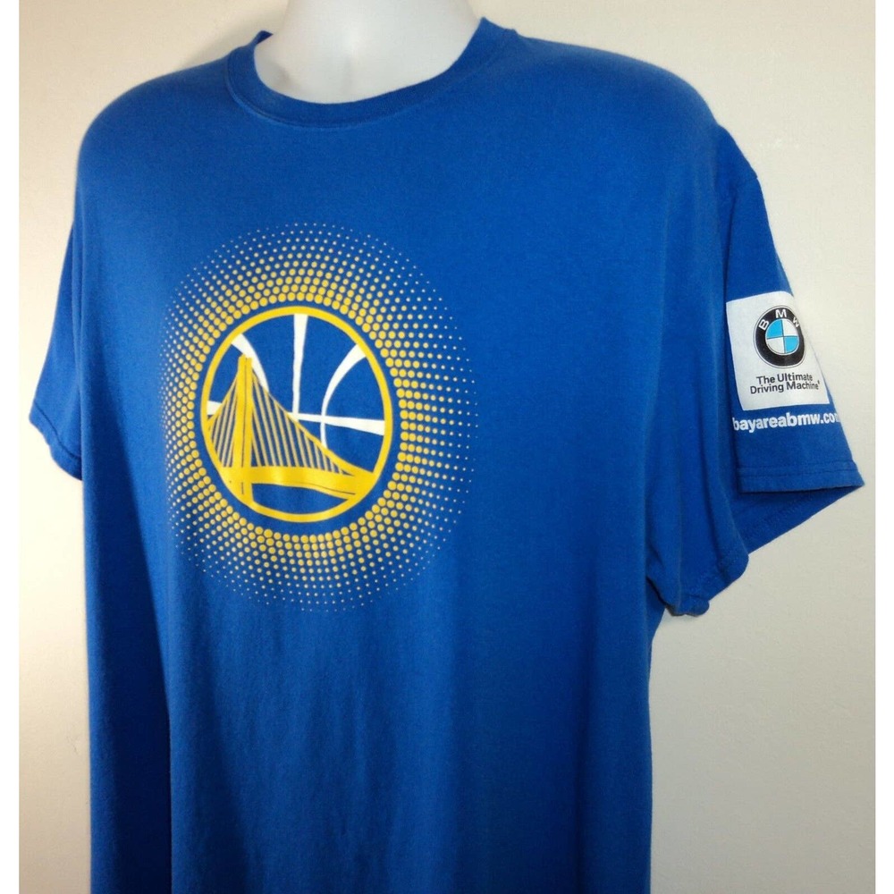 Golden State Warriors Basketball Mens XL Bay Area BMW Logo Giveaway T Shirt Blue